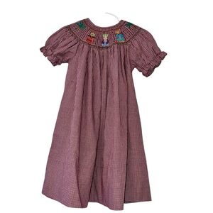 Rosalina collections Three Wise Men Magi Christmas Red Gingham Smocked Dress 2T
